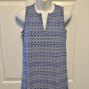 J McLaughlin Sz XS Dress Catalina Blue Floral V Neck Summer‎ Comfort Women's